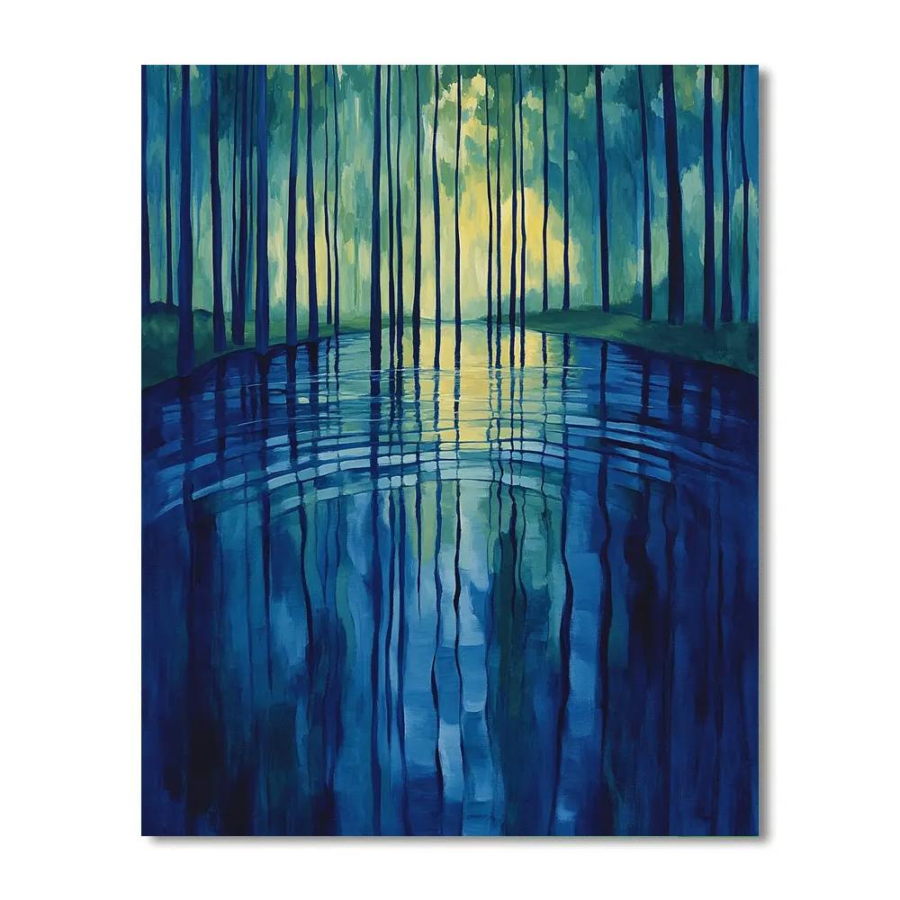 Claude Monet Inspired Reflected Poplars In Sapphire River paint by numbers