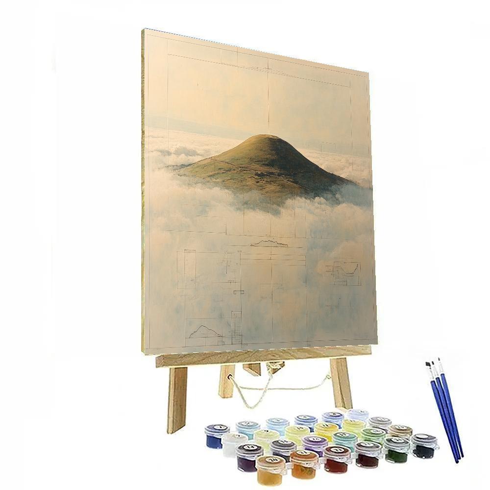 Leonardo Da Vinci Inspired Hilltop Cloud Island paint by number