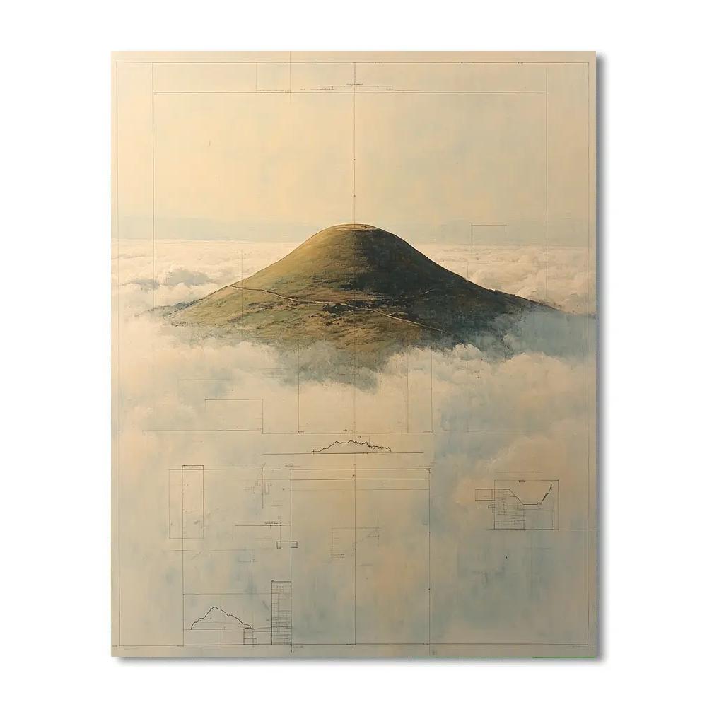 Leonardo Da Vinci Inspired Hilltop Cloud Island paint by number