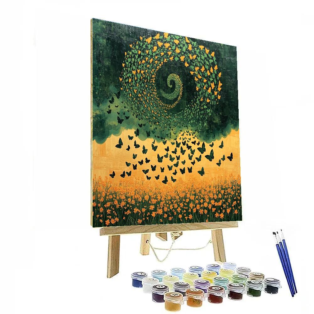 Frida Kahlo Inspired Storm Of Jade Monarchs paint by numbers