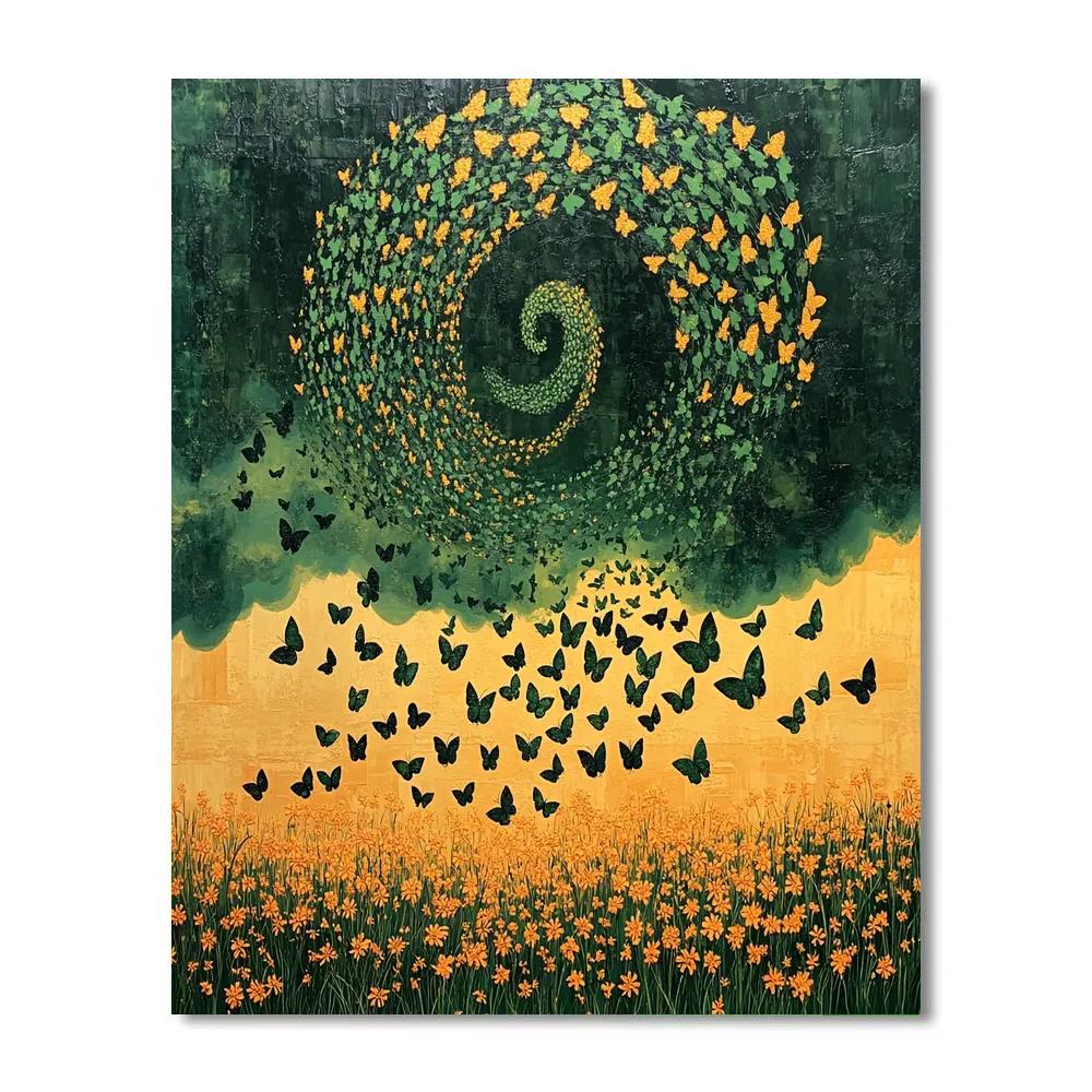 Frida Kahlo Inspired Storm Of Jade Monarchs paint by numbers