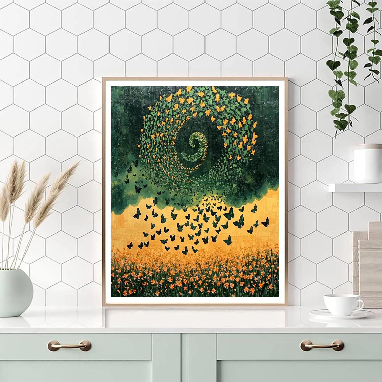 Frida Kahlo Inspired Storm Of Jade Monarchs paint by numbers