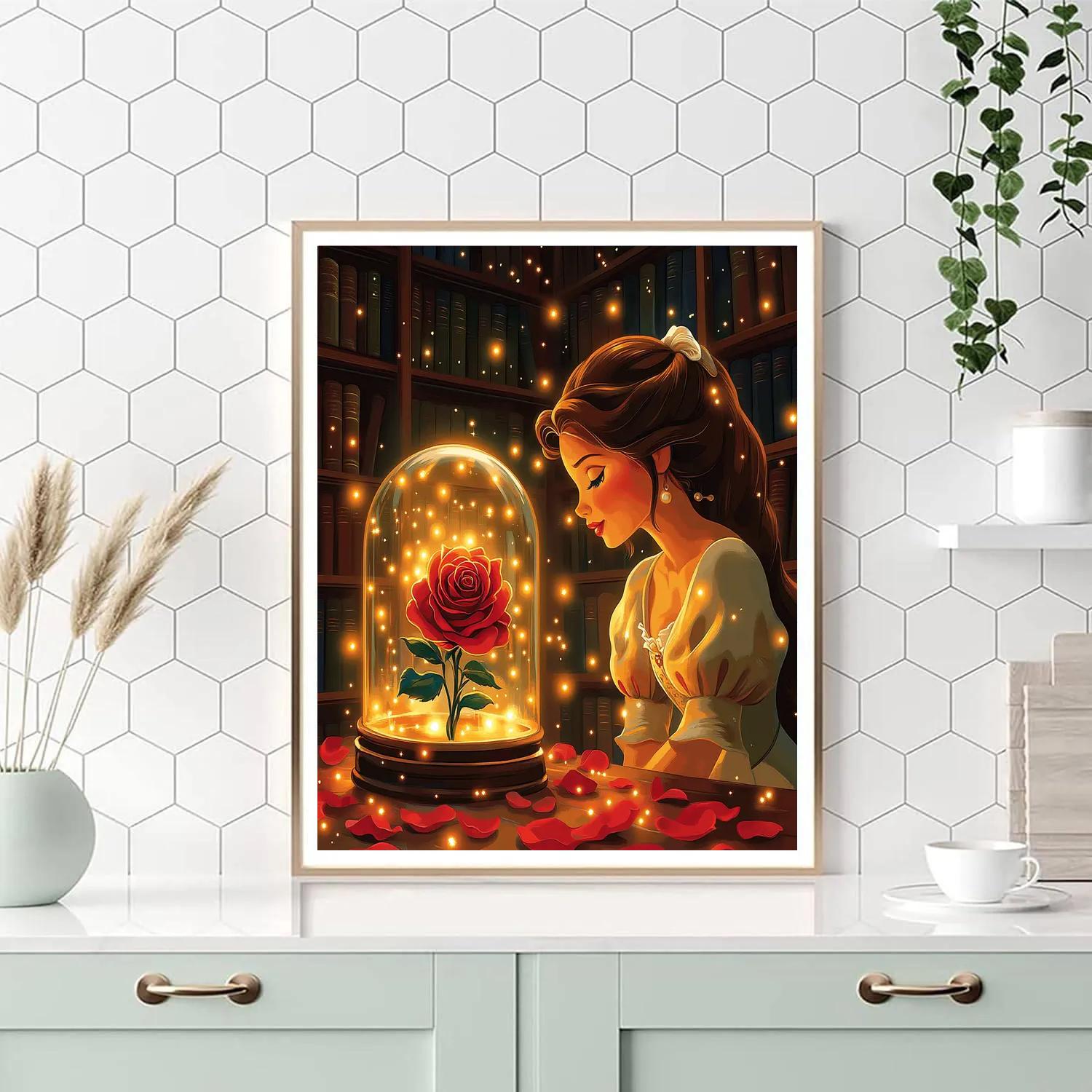 Belle’s Enchanted Rose Discovery Disney Inspired Paint by numbers art