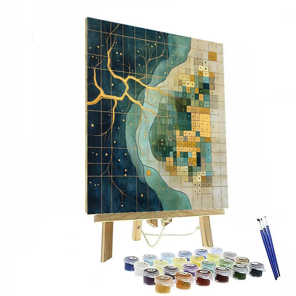 Gustav Klimt Inspired Ornamental Golden Delta Mosaic paint by color
