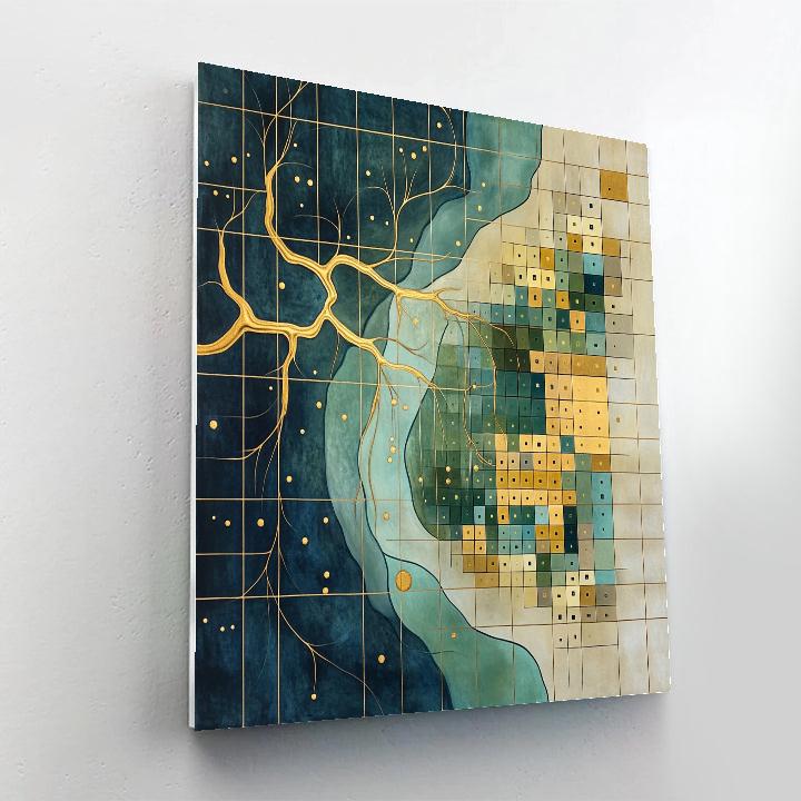 Gustav Klimt Inspired Ornamental Golden Delta Mosaic paint by color