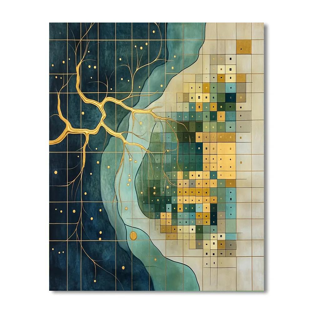 Gustav Klimt Inspired Ornamental Golden Delta Mosaic paint by color