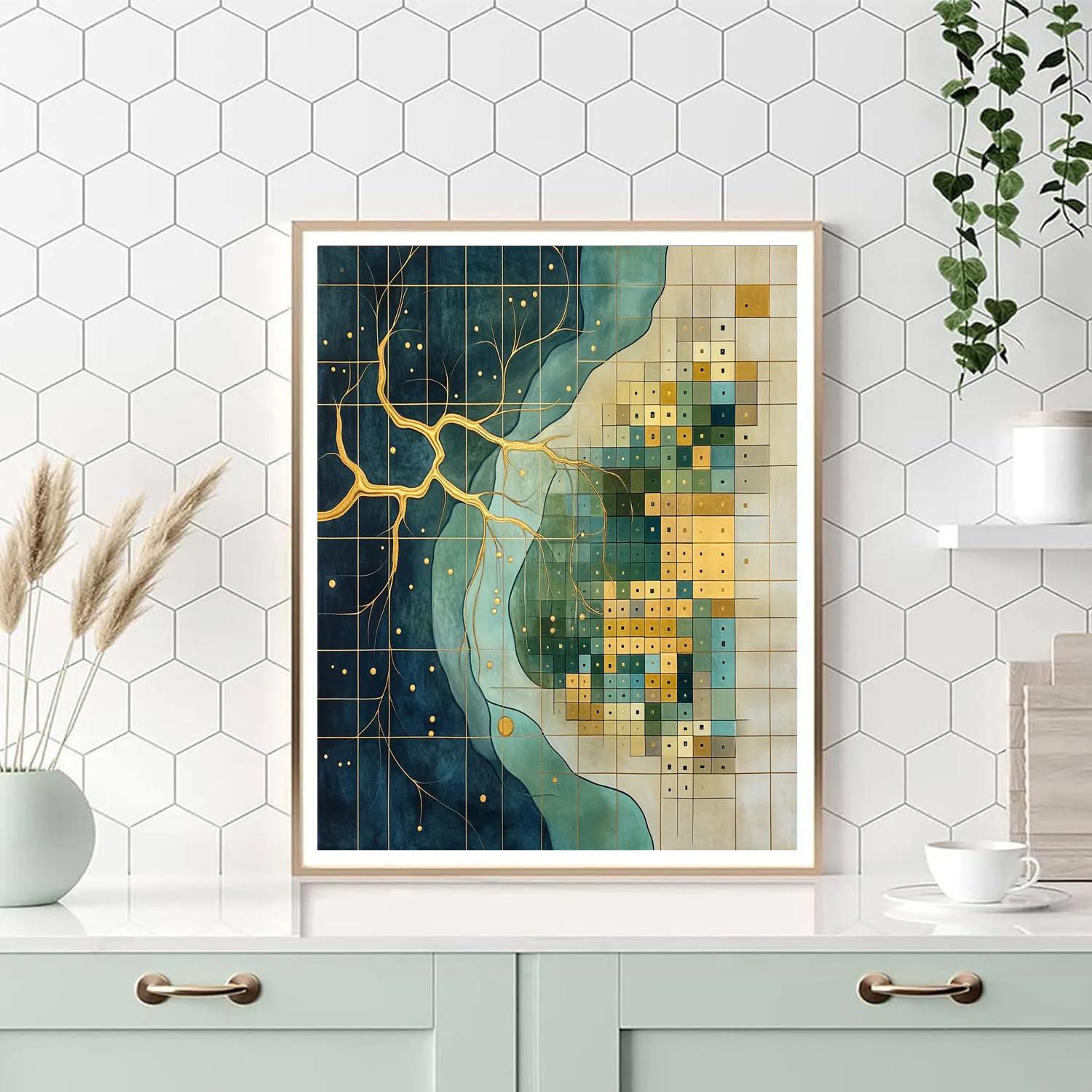 Gustav Klimt Inspired Ornamental Golden Delta Mosaic paint by color
