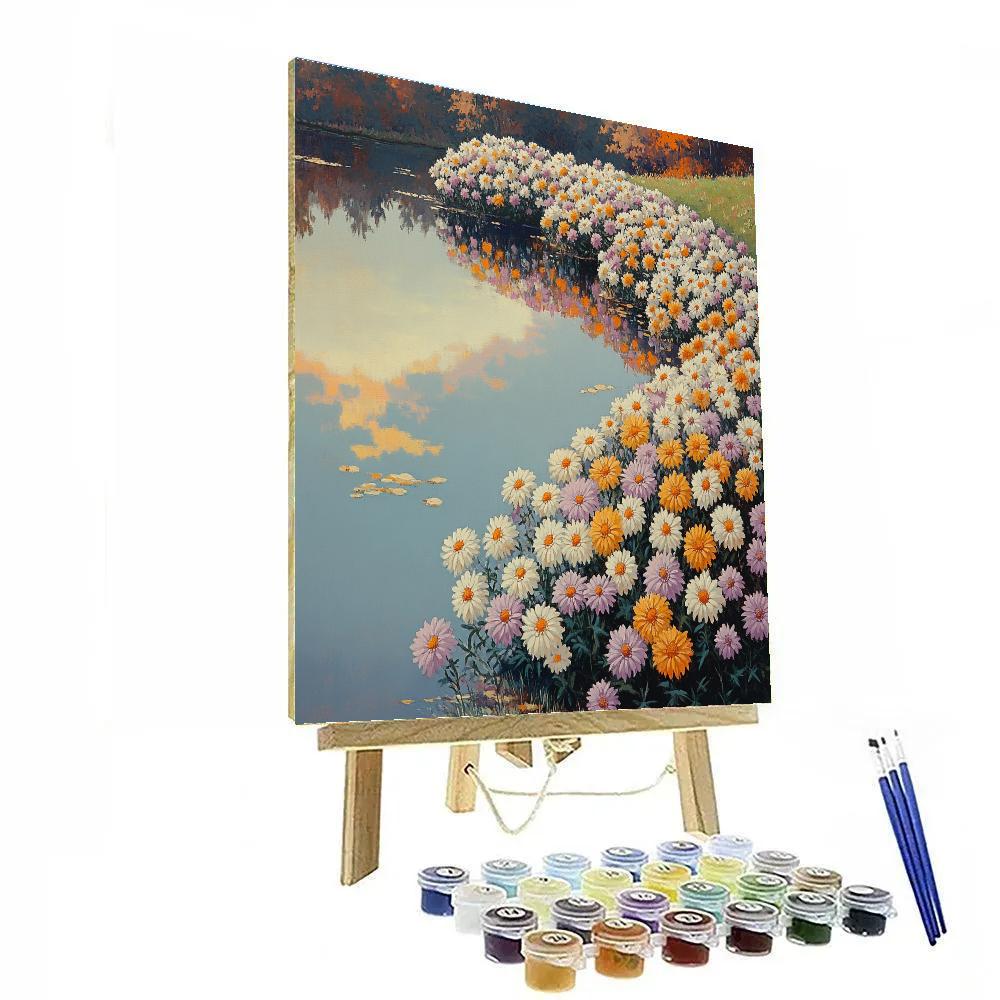 Claude Monet Inspired Chrysanthemums Beside Autumn Pond painting number kit