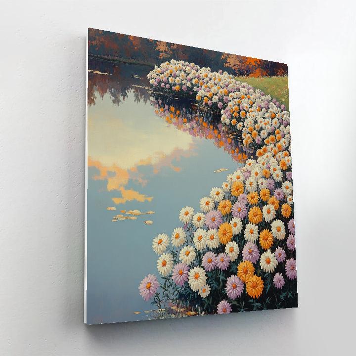 Claude Monet Inspired Chrysanthemums Beside Autumn Pond painting number kit