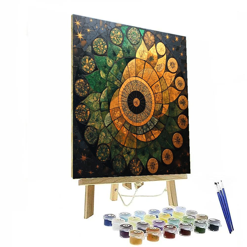 Gustav Klimt Inspired Golden Spiral Meadow Whorl Numbered painting kits