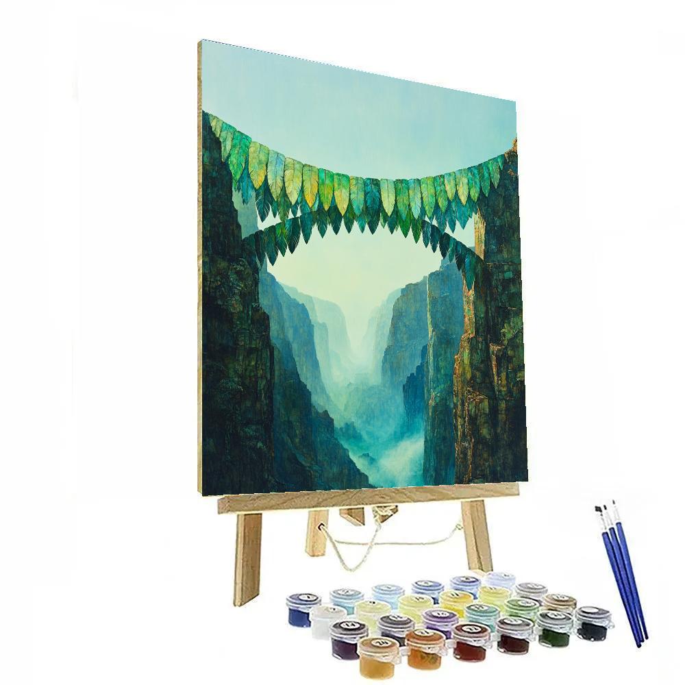 Frida Kahlo Inspired Quetzal Feather Cloud Bridge painting number kit