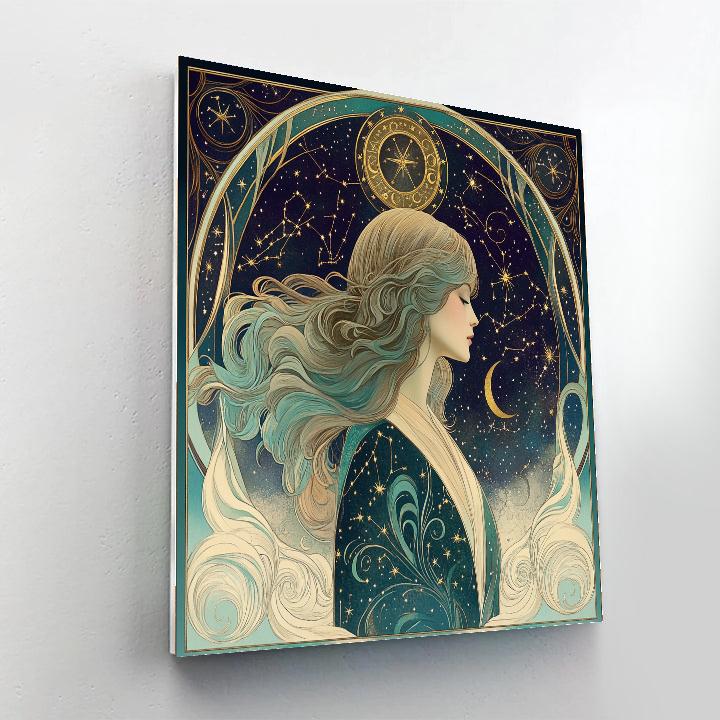 Alphonse Mucha Inspired Star Goddess Poster paint by color