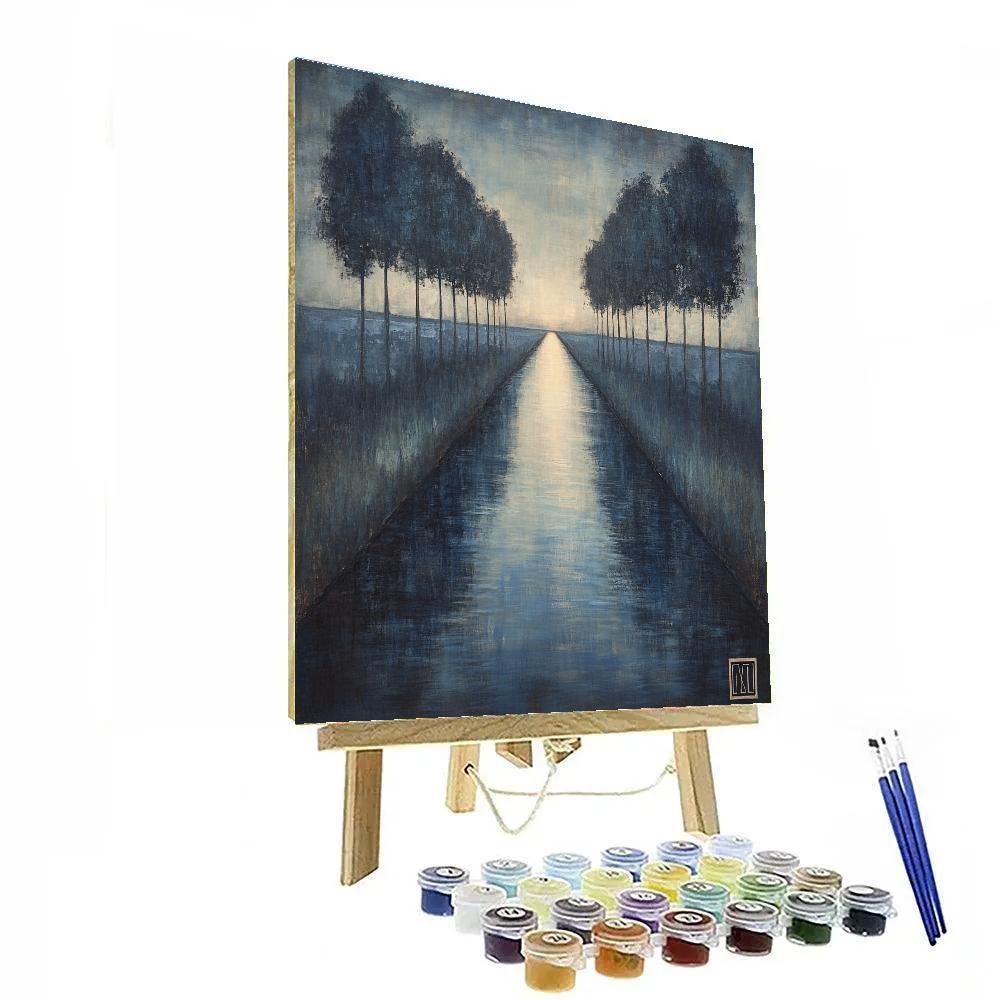 Claude Monet Inspired Silver Blue Twilight On Canal Paint by numbers kits