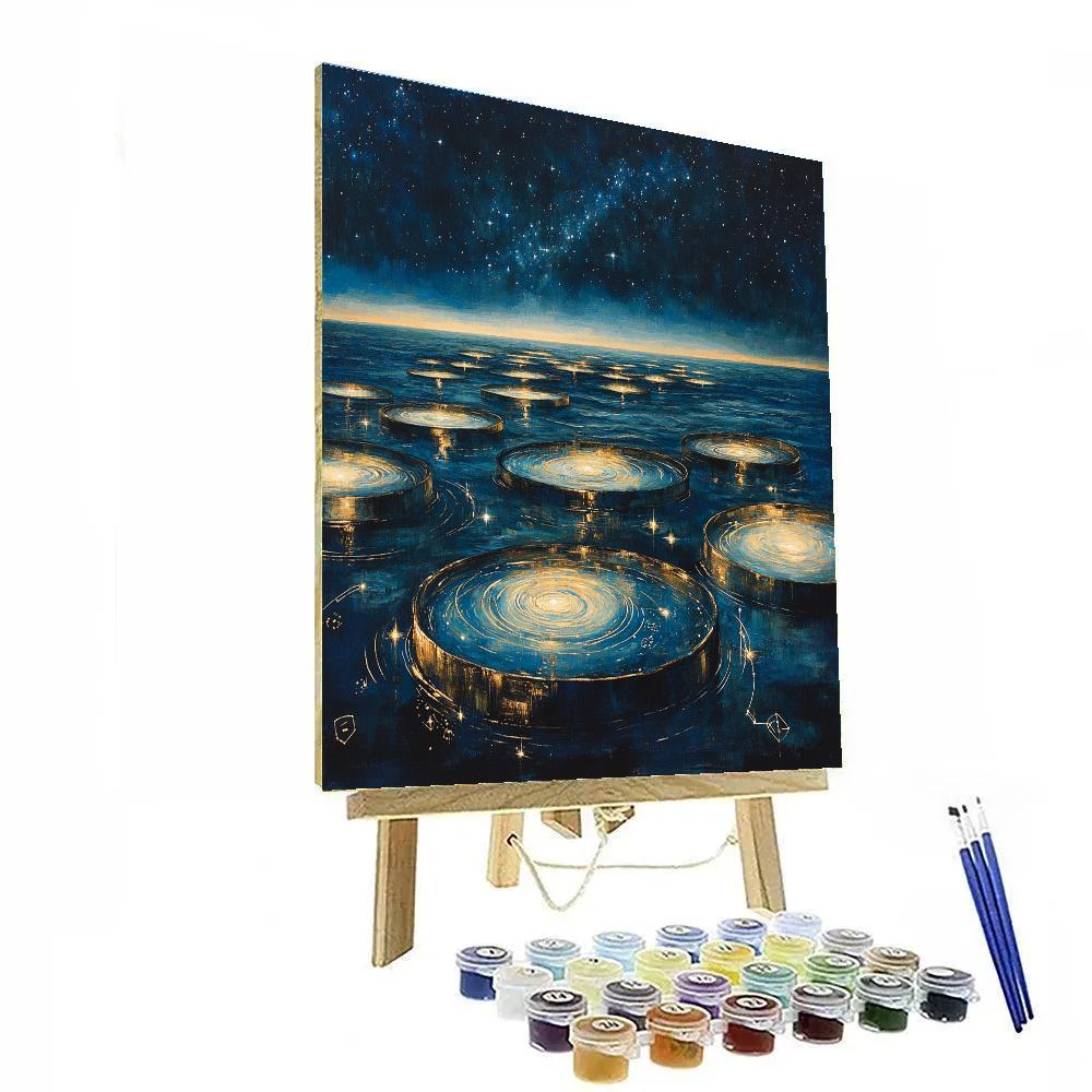 Leonardo Da Vinci Inspired Celestial Tidal Garden painting number kit
