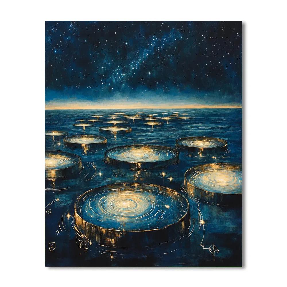 Leonardo Da Vinci Inspired Celestial Tidal Garden painting number kit