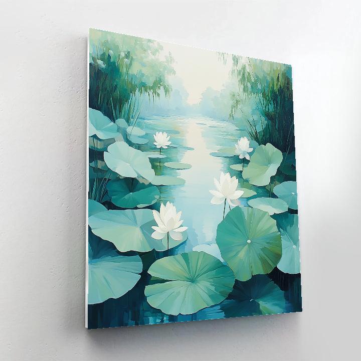 Claude Monet Inspired Morning Glow Over Lotus Garden paint by number