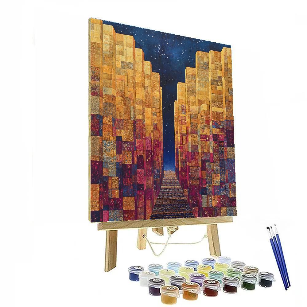 Gustav Klimt Inspired Ornamental Starlit Canyon Walls Numbered painting kits