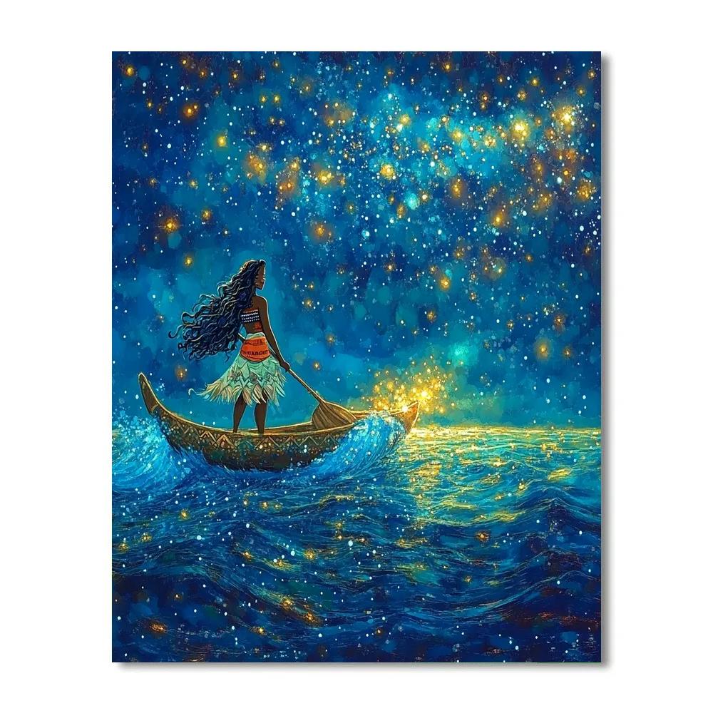 Moana’s Nighttime Ocean Glow Disney Inspired painting number kit