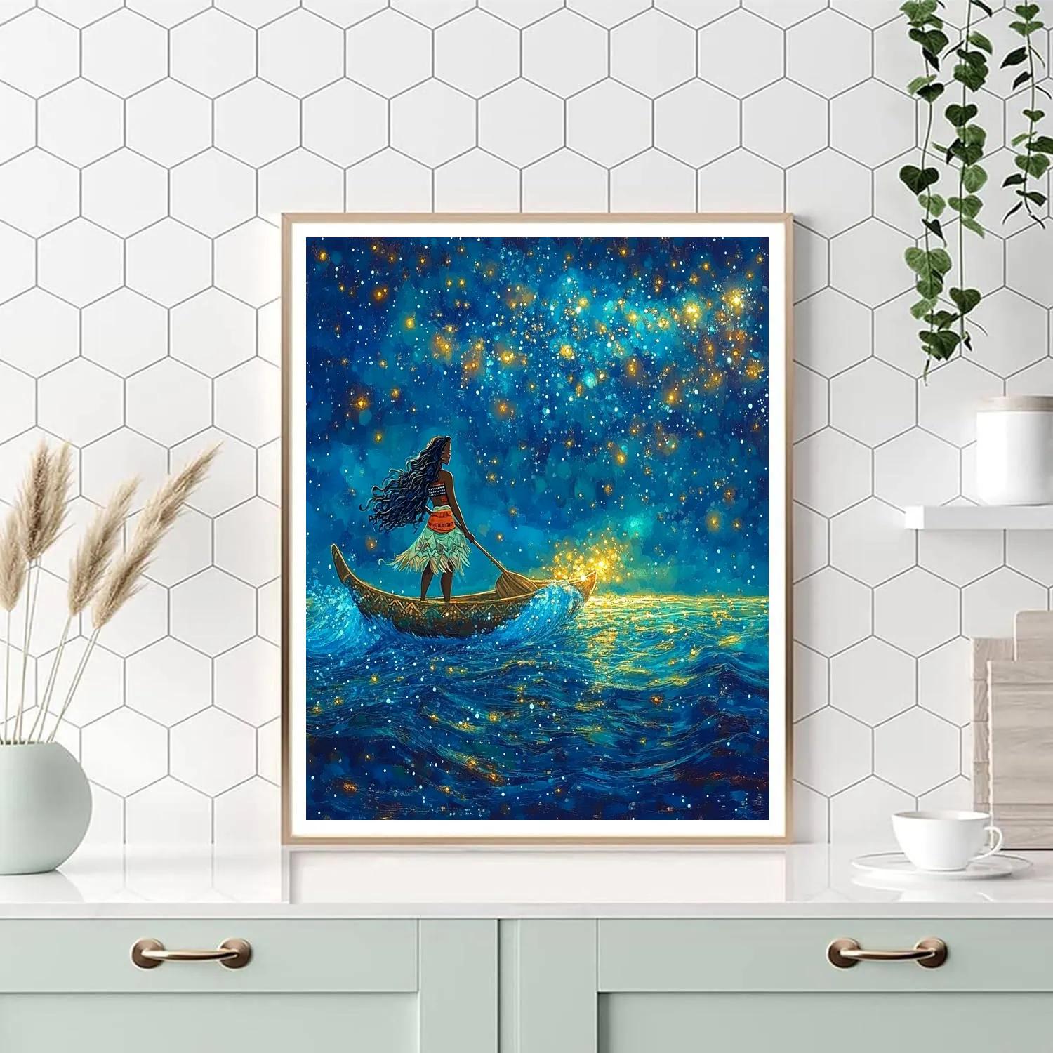 Moana’s Nighttime Ocean Glow Disney Inspired painting number kit