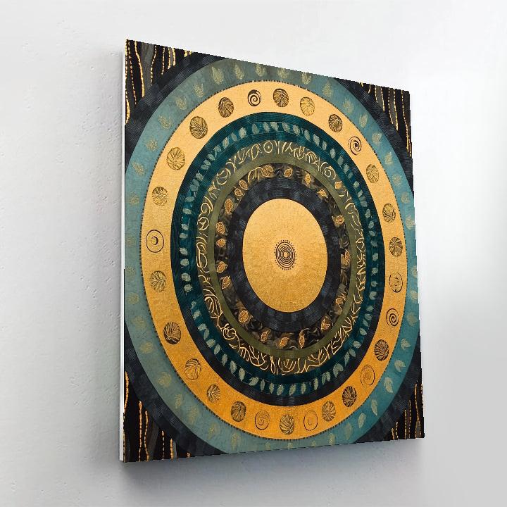 Gustav Klimt Inspired Golden Concentric Forest Rings paint by color