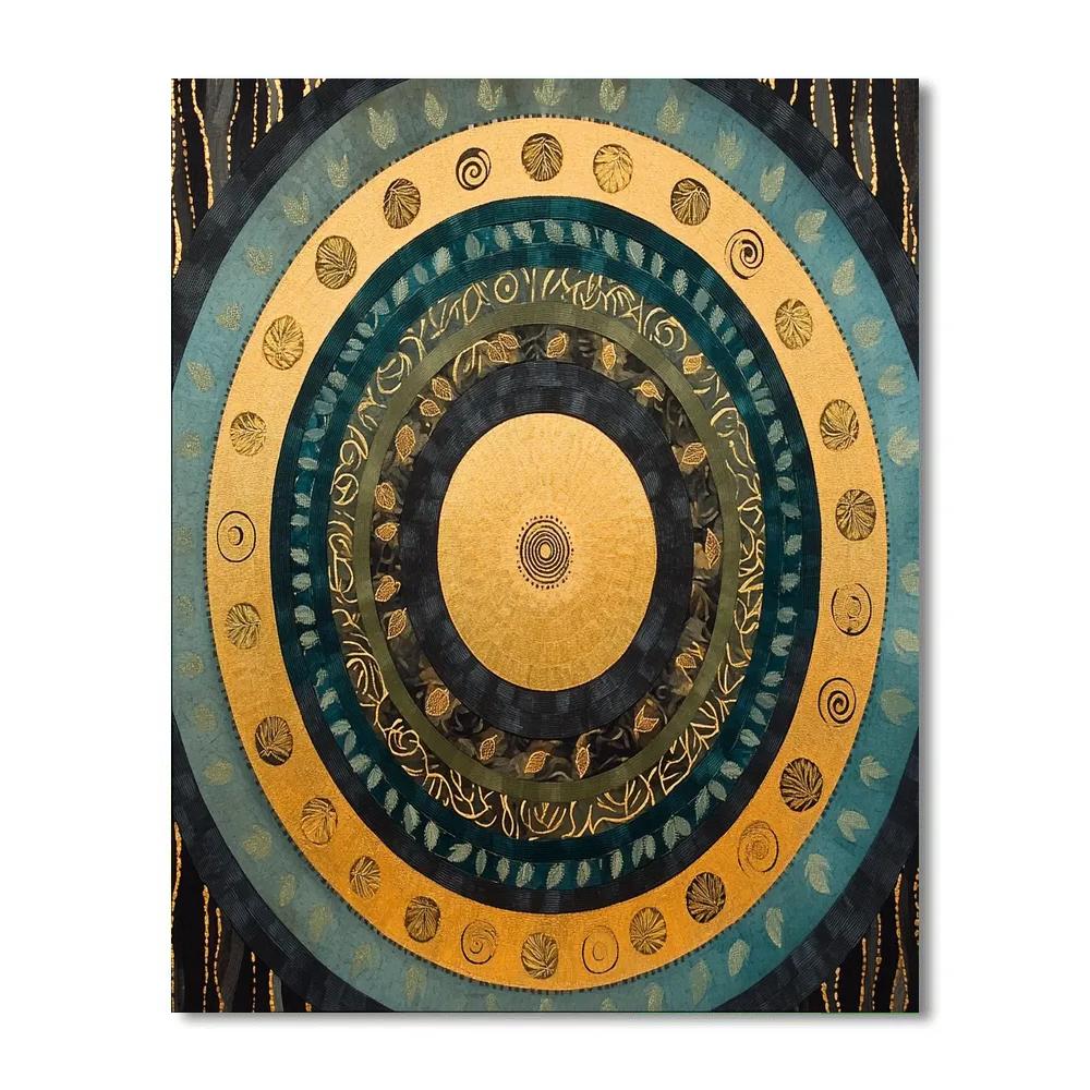 Gustav Klimt Inspired Golden Concentric Forest Rings paint by color