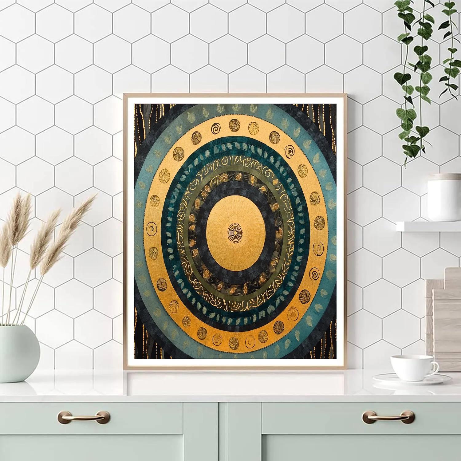 Gustav Klimt Inspired Golden Concentric Forest Rings paint by color