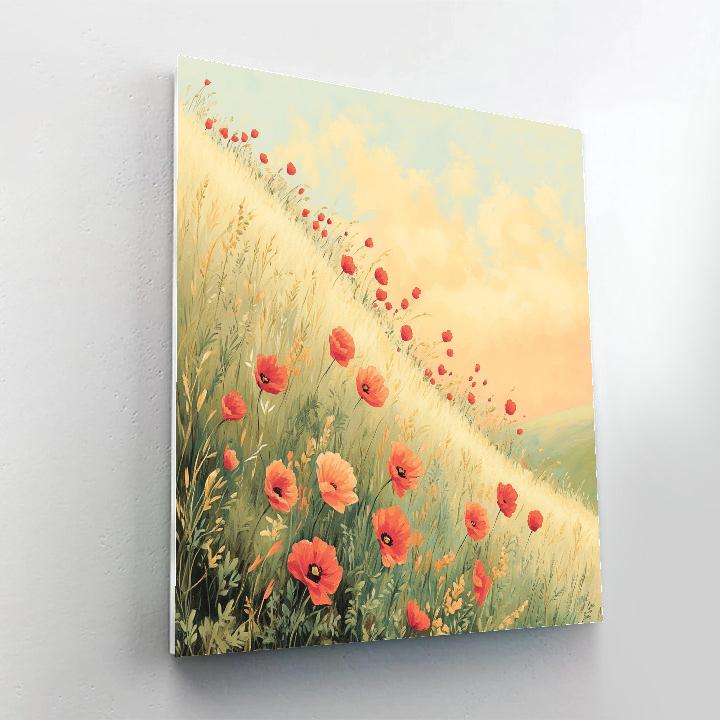 Claude Monet Inspired Apricot Sky Over Poppy Slope Numbered painting kits