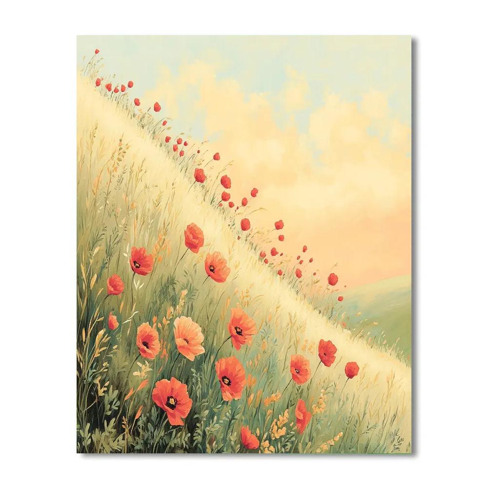 Claude Monet Inspired Apricot Sky Over Poppy Slope Numbered painting kits