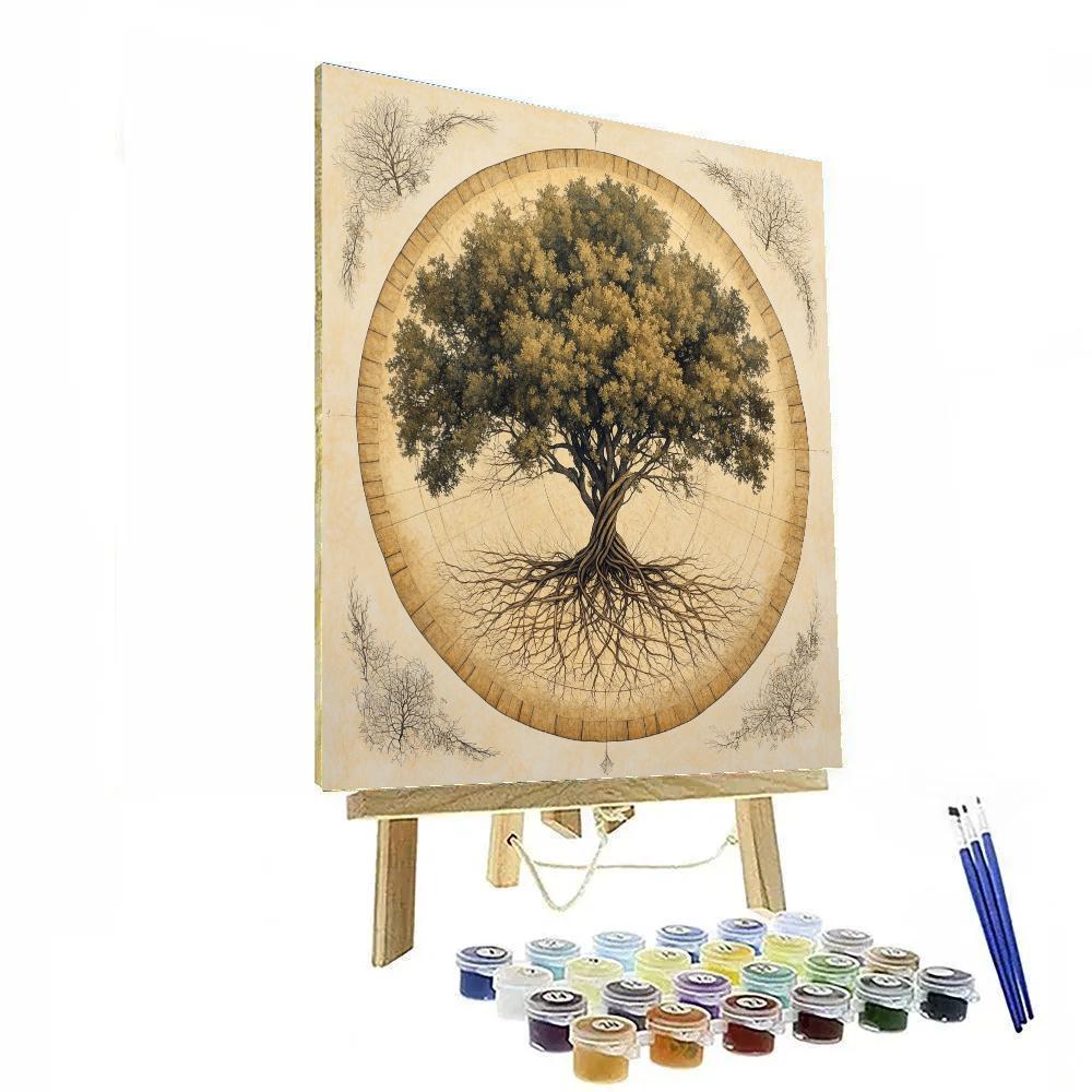 Leonardo Da Vinci Inspired Orchard Root Mandala Painting by numbers kit