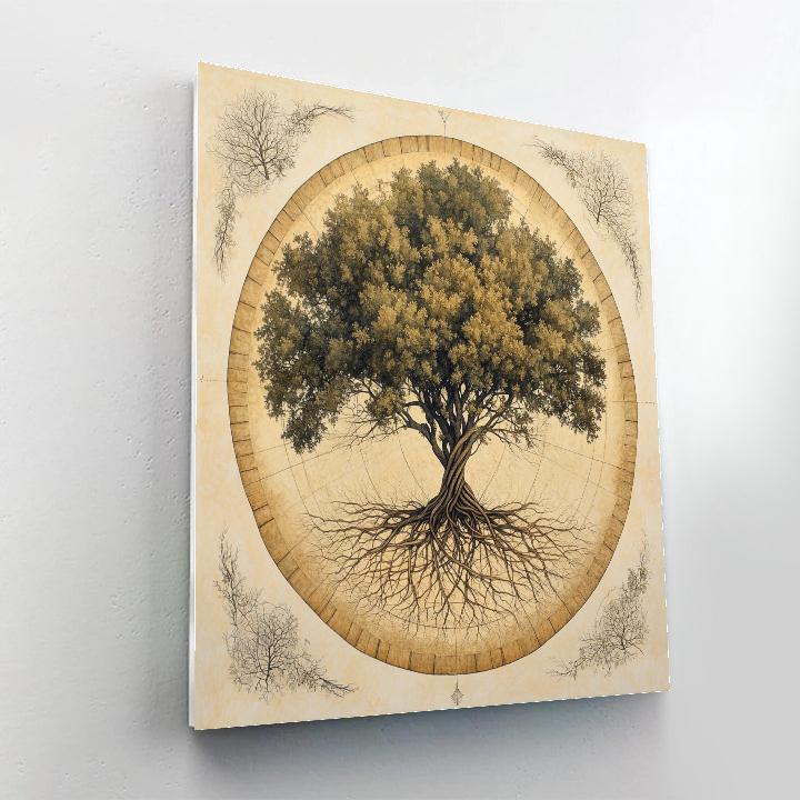 Leonardo Da Vinci Inspired Orchard Root Mandala Painting by numbers kit