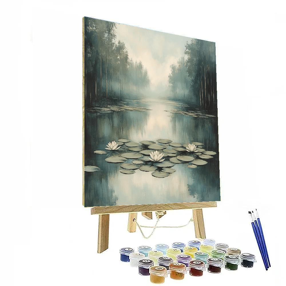 Claude Monet Inspired Pearl Mist Over Lily Reflections paint by numbers