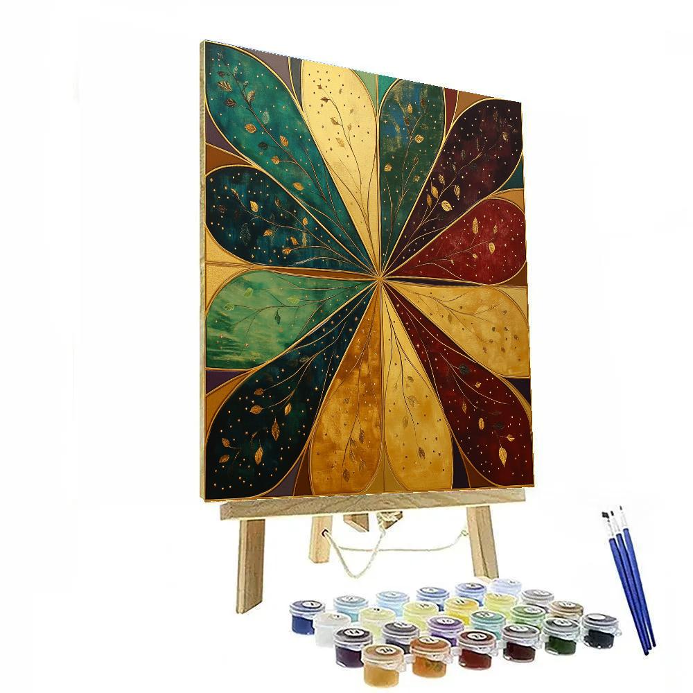 Gustav Klimt Inspired Golden Celestial Delta Blossom Numbered painting kits