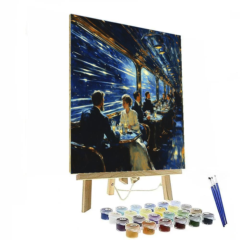 Manet Inspired Cafe Train To The Stars paint by number