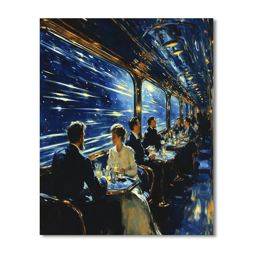 Manet Inspired Cafe Train To The Stars paint by number