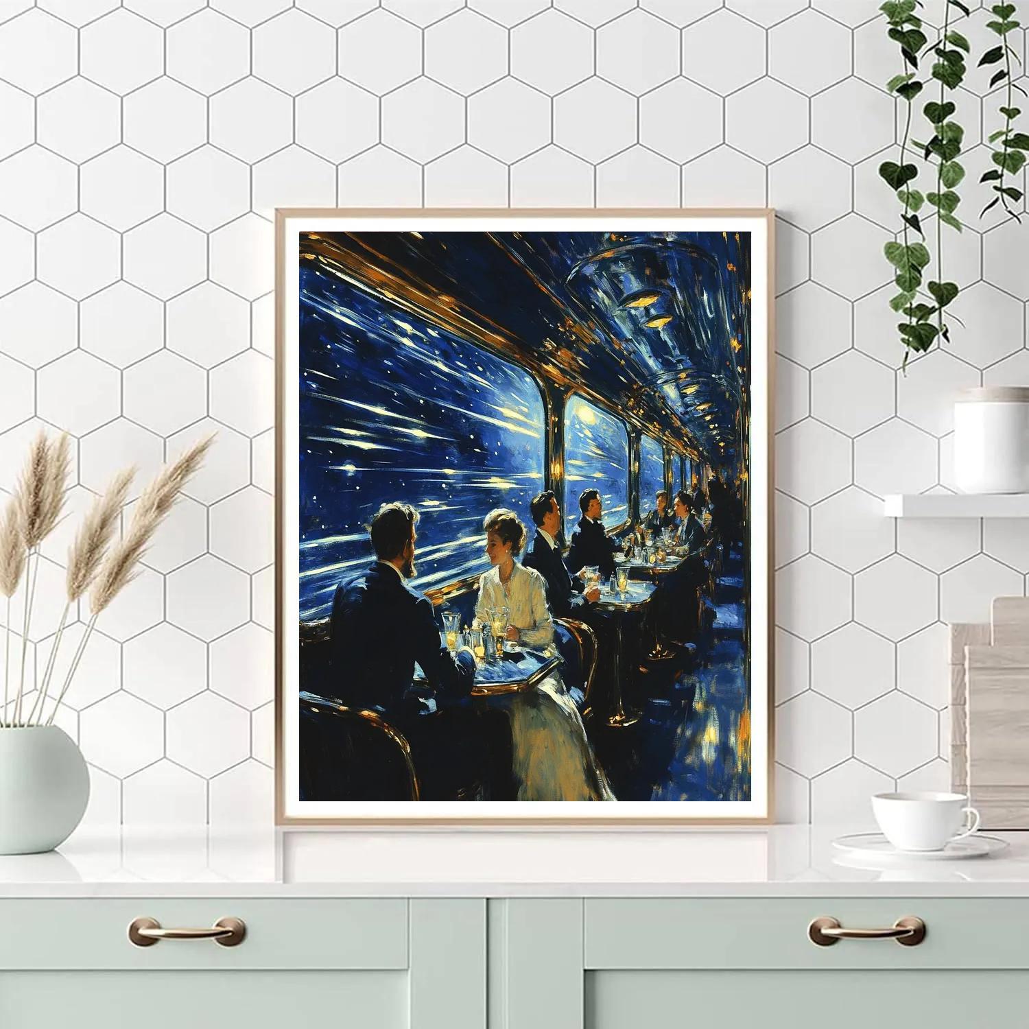 Manet Inspired Cafe Train To The Stars paint by number
