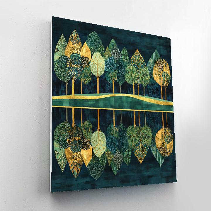 Gustav Klimt Inspired Golden Forest At The Waterline Painting by numbers kit
