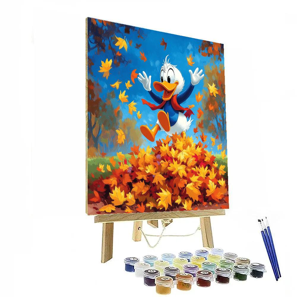 Donald Duck’s Autumn Leaf Adventure Disney Inspired Number painting