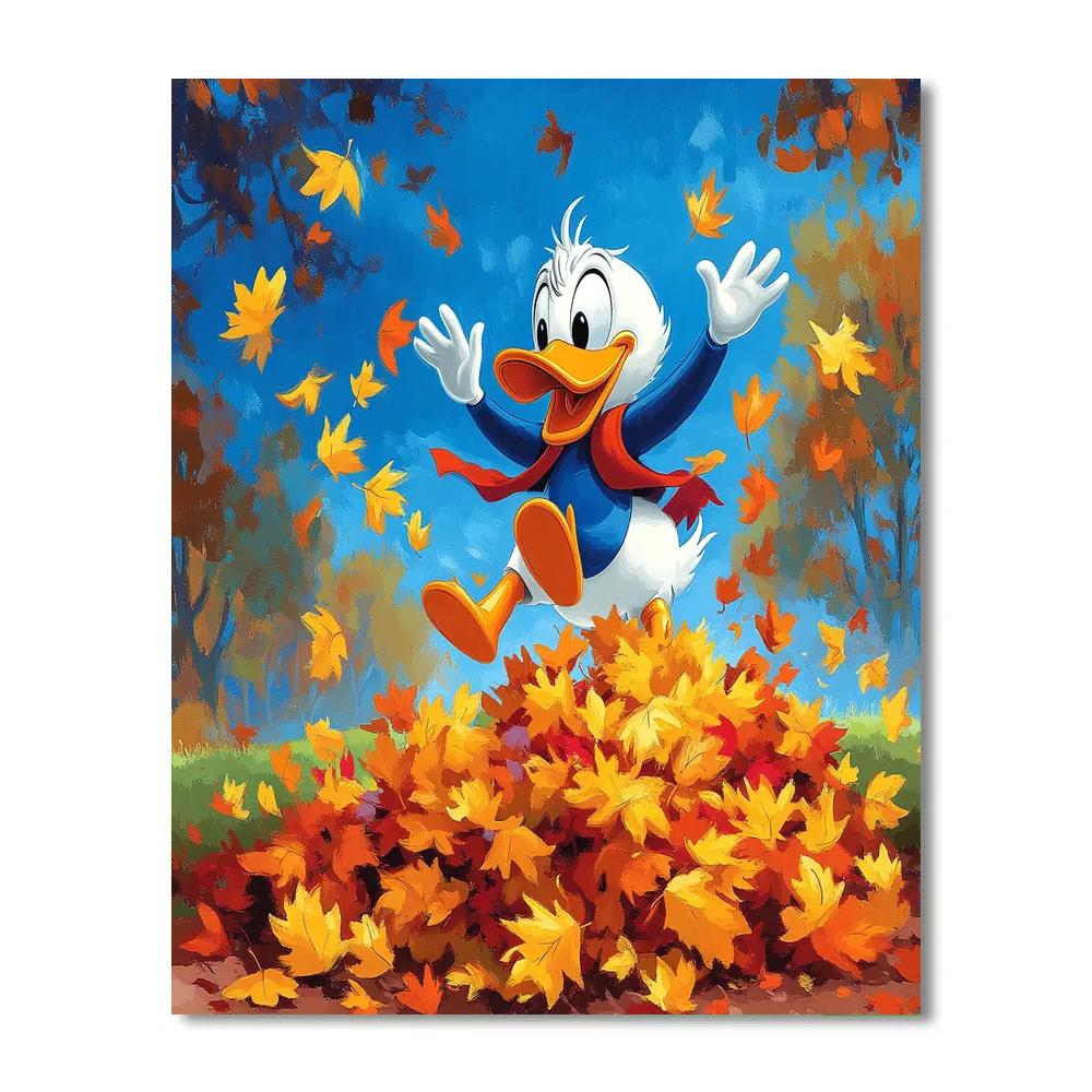 Donald Duck’s Autumn Leaf Adventure Disney Inspired Number painting