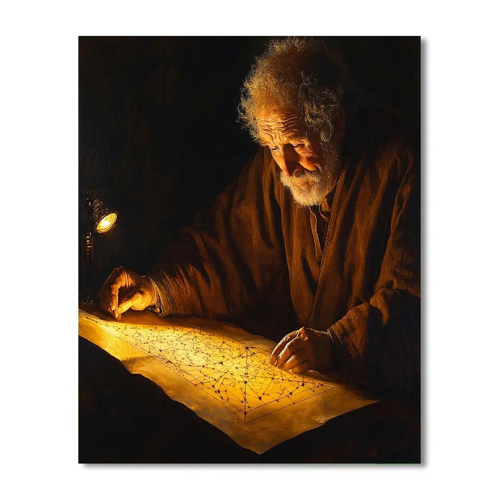 Rembrandt Inspired Philosopher With Star Chart Numbered painting kits