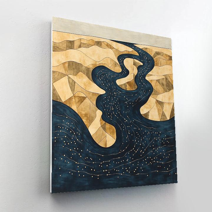 Gustav Klimt Inspired Golden Spiral Fjord Landscape paint by number