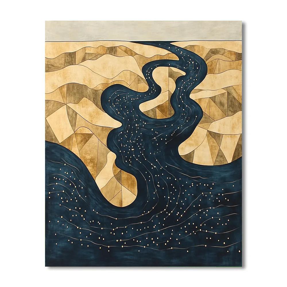 Gustav Klimt Inspired Golden Spiral Fjord Landscape paint by number