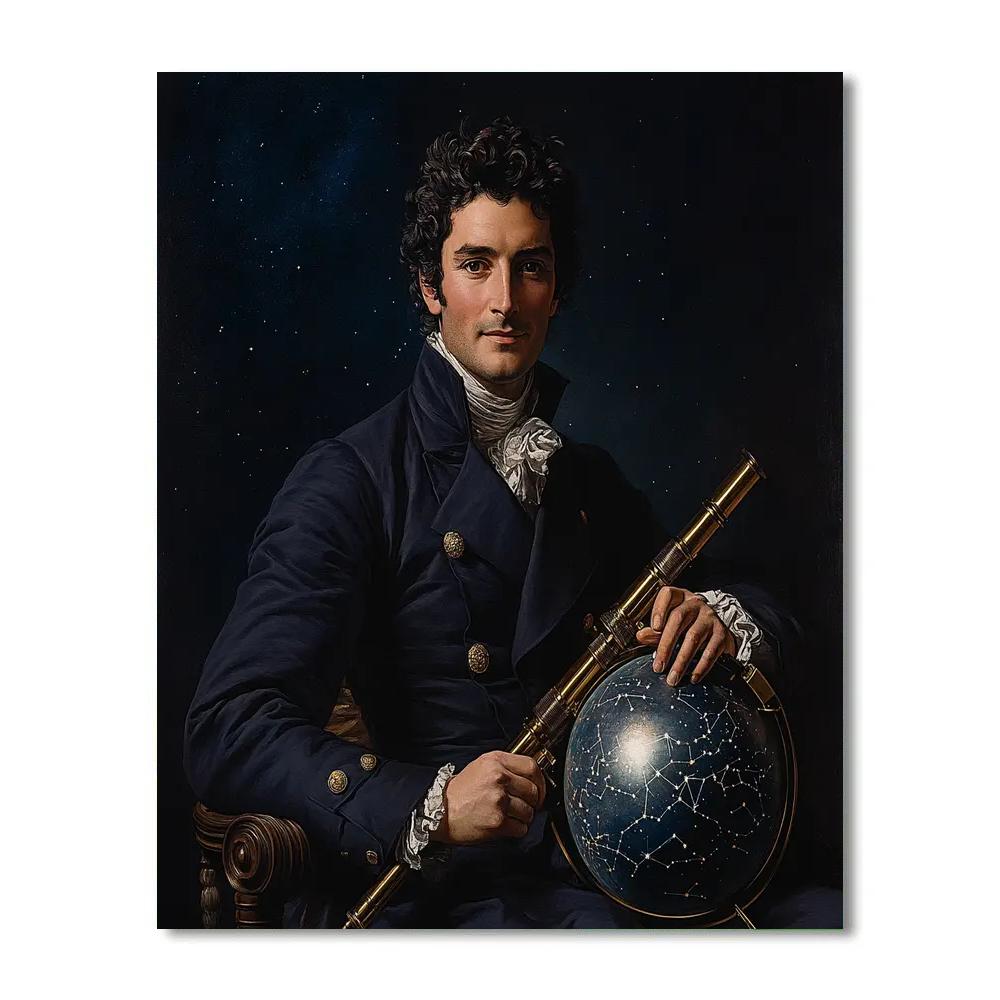 Ingres Inspired Astronomer Portrait In Blue paint by color