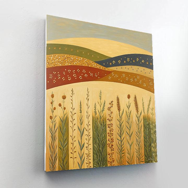 Gustav Klimt Inspired Ornamental Golden Harvest Field painting number kit