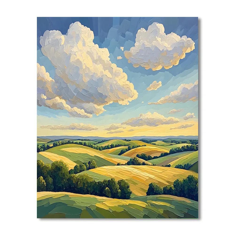 Claude Monet Inspired Cloud Shadows Over Summer Fields paint by numbers