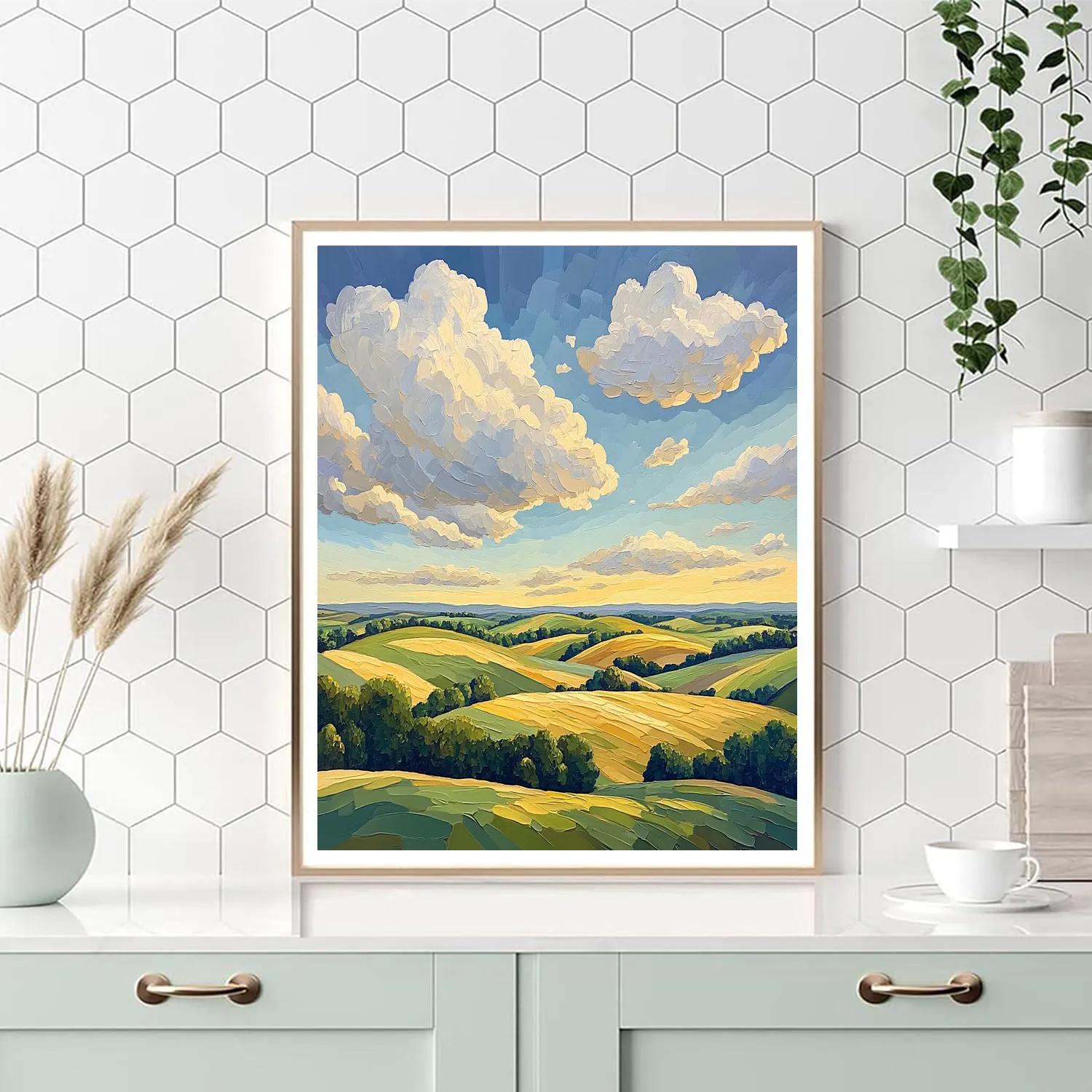 Claude Monet Inspired Cloud Shadows Over Summer Fields paint by numbers