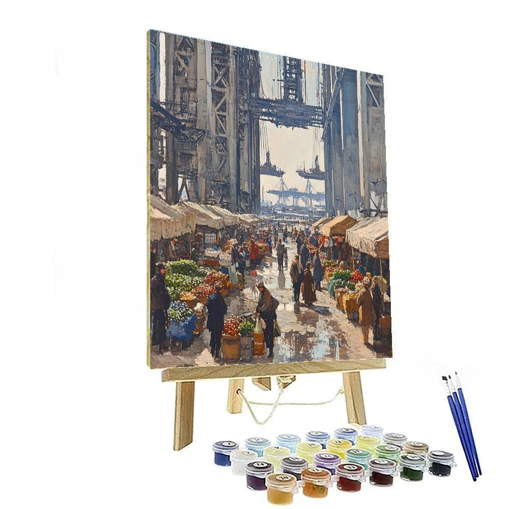 Pissarro Inspired Market Beneath Spaceport Numbered painting kits