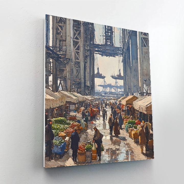 Pissarro Inspired Market Beneath Spaceport Numbered painting kits