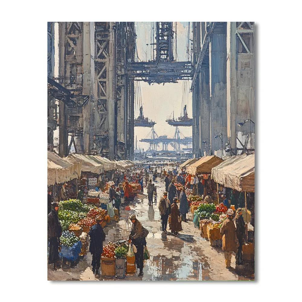 Pissarro Inspired Market Beneath Spaceport Numbered painting kits