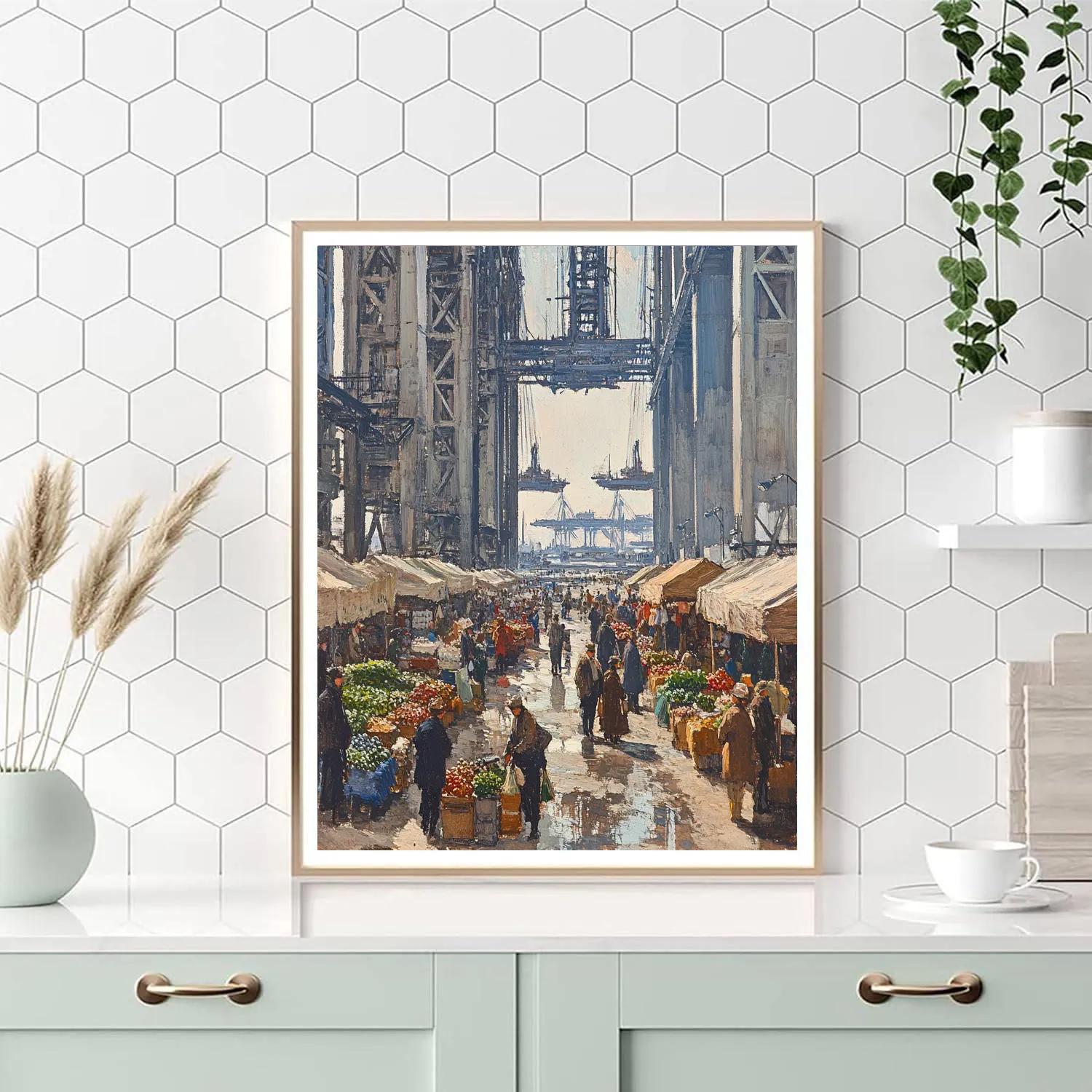 Pissarro Inspired Market Beneath Spaceport Numbered painting kits