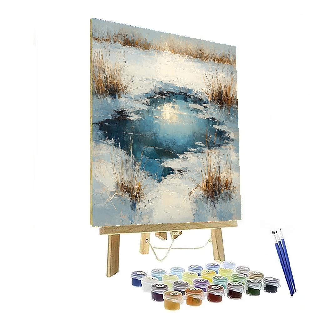 Claude Monet Inspired Winter Sun Over Frozen Pond Numbered painting kits